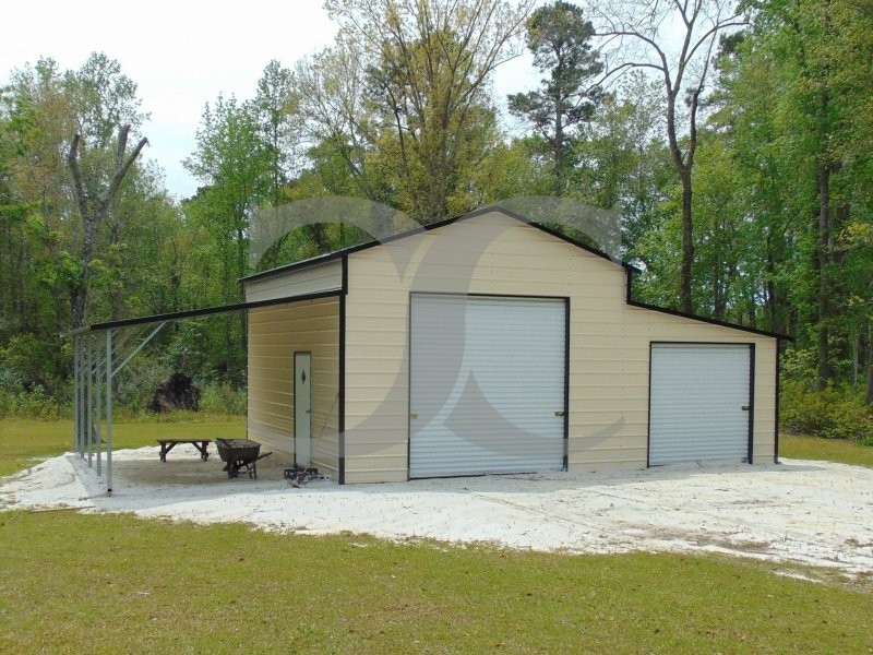 Enclosed Steel Barn Boxed Eave Roof W X L X H Raised Center